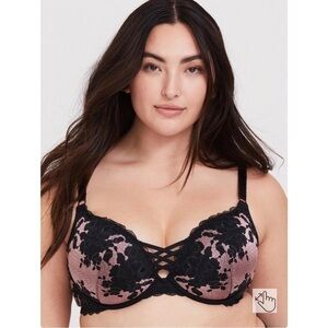 Torrid XO Plunge Push-Up Two Tone Lace Straight Back Bra